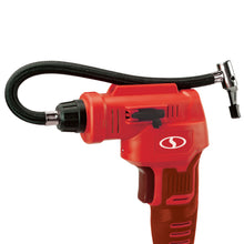 Load image into Gallery viewer, Sun Joe 24V-AJC-LTW-RED 24-Volt iON+ Cordless Portable Air Compressor Kit | W/ 1.3-Ah Battery, Charger, Storage Bag, and Nozzle Adapters (Red)
