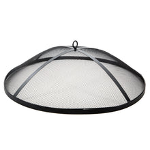 Load image into Gallery viewer, Sun Joe SJFP35-RW-STN 35-Inch Cast Stone Base, Wood Burning Fire Pit w/Dome Screen and Poker, Rustic Wood
